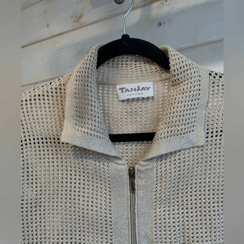 TanJay | Tan Shimmery Full Zip Sweater - Picture 4 of 7